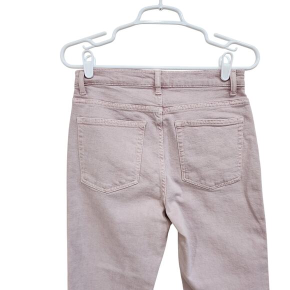 Zara Bootcut Jeans High Rise Regular Fit Raw Hem Stretch Denim Light Pink Size 4 - Picture 5 of 6